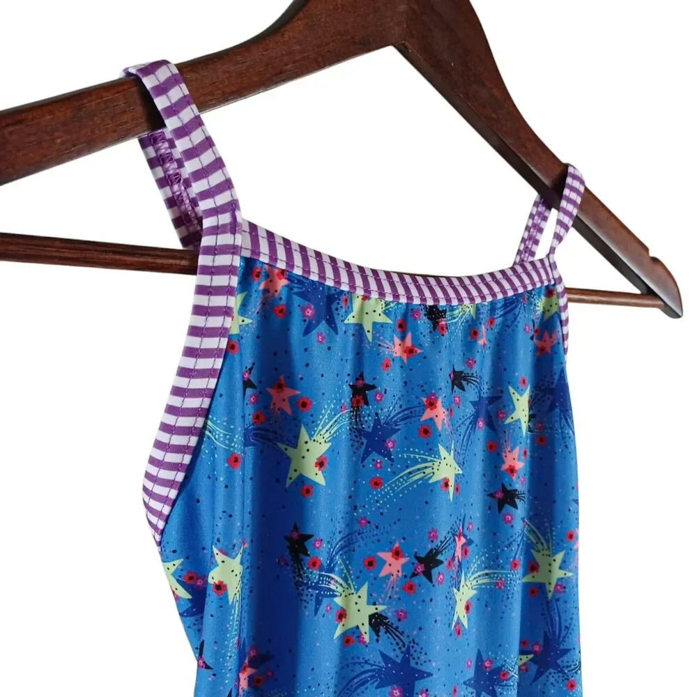 Uglies Girls Swimsuit NWT Size 14 Training One Piece Criss Cross Back Star Print